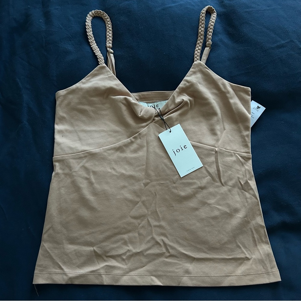 NWT Joie mesa halter cotton braided strap cami top in tan